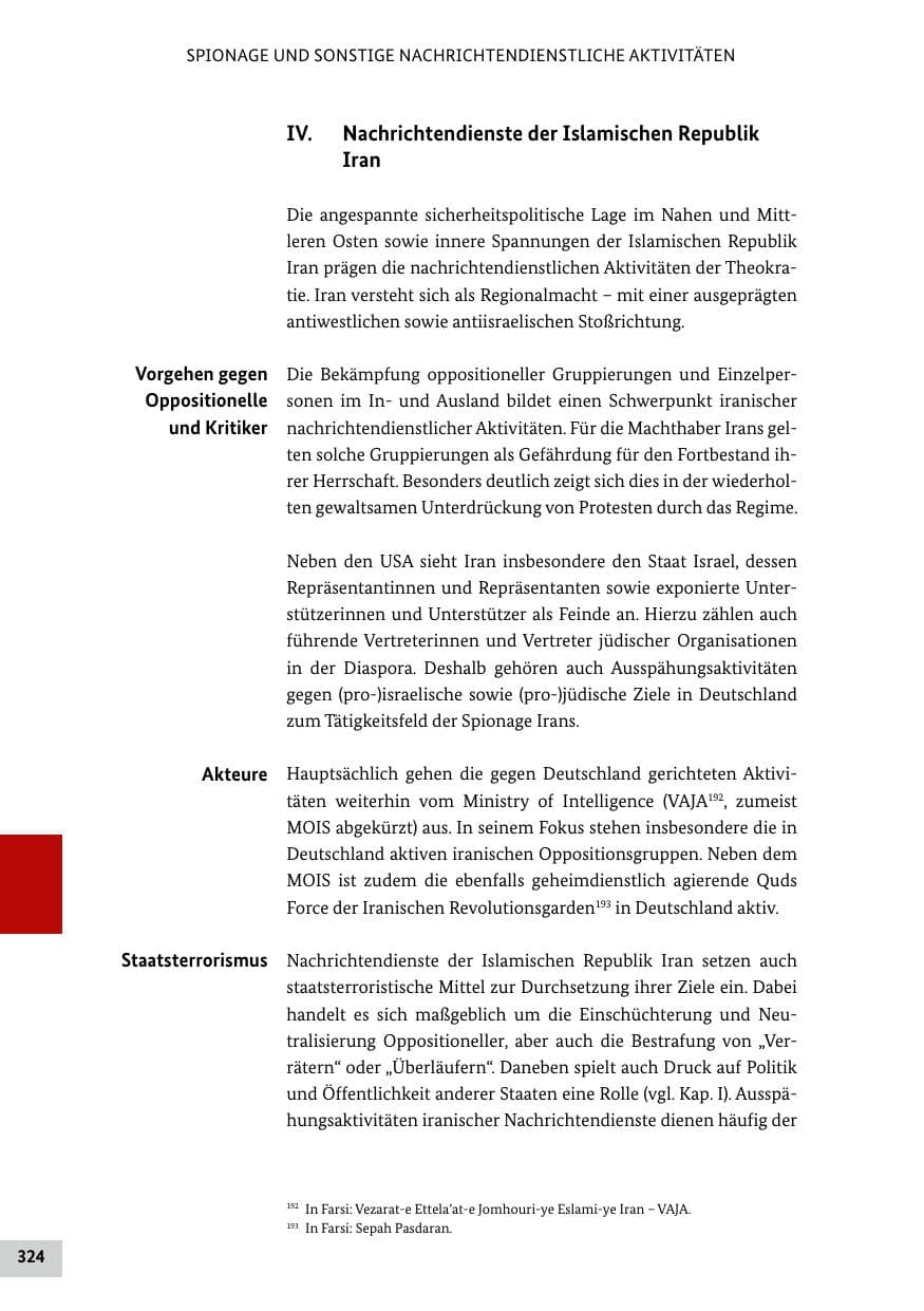 Seite 324 des Verfassungsschutzbericht 2024 Bund