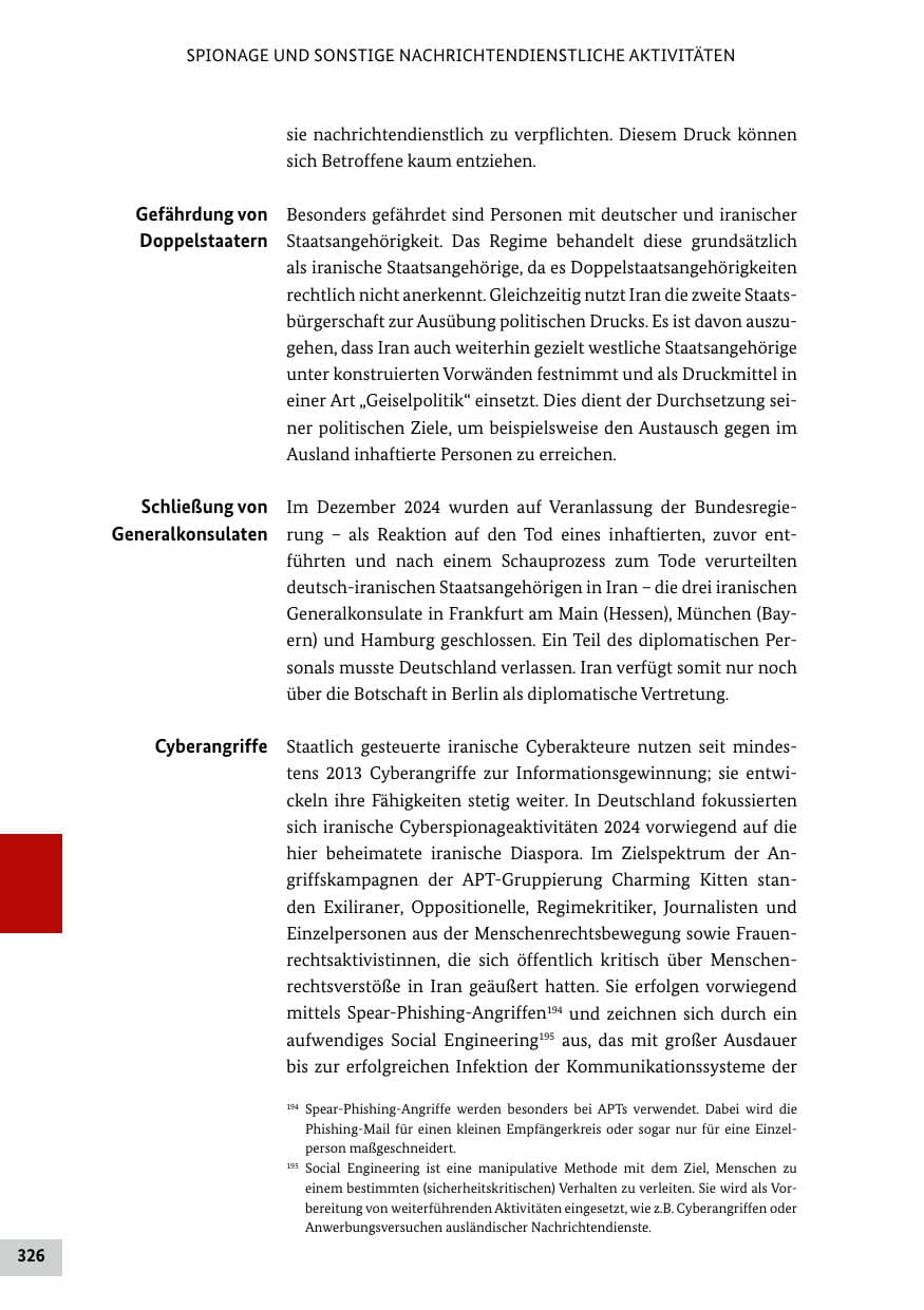 Seite 326 des Verfassungsschutzbericht 2024 Bund