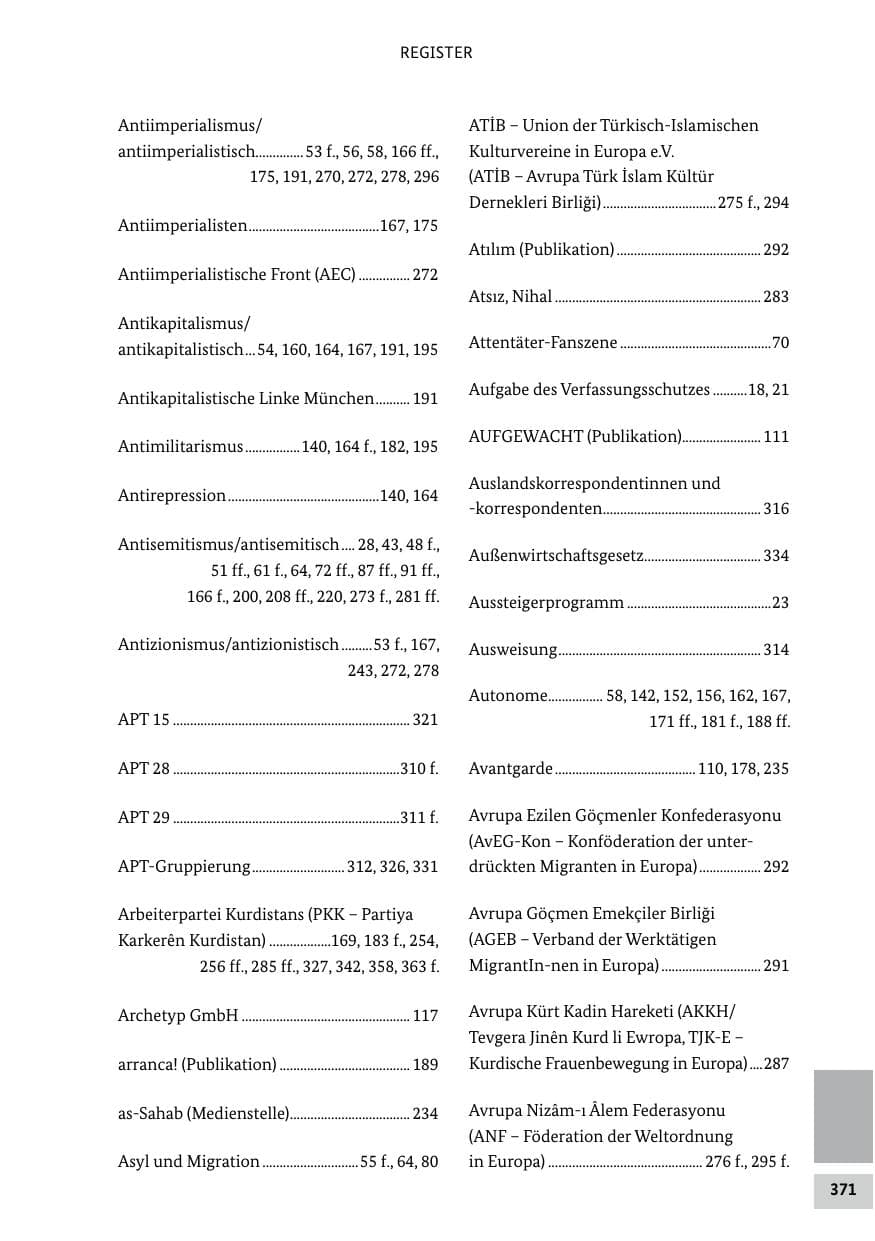 Seite 371 des Verfassungsschutzbericht 2024 Bund