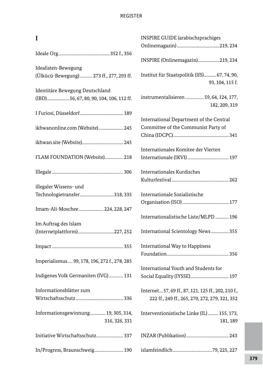 Seite 379 des Verfassungsschutzbericht 2024 Bund