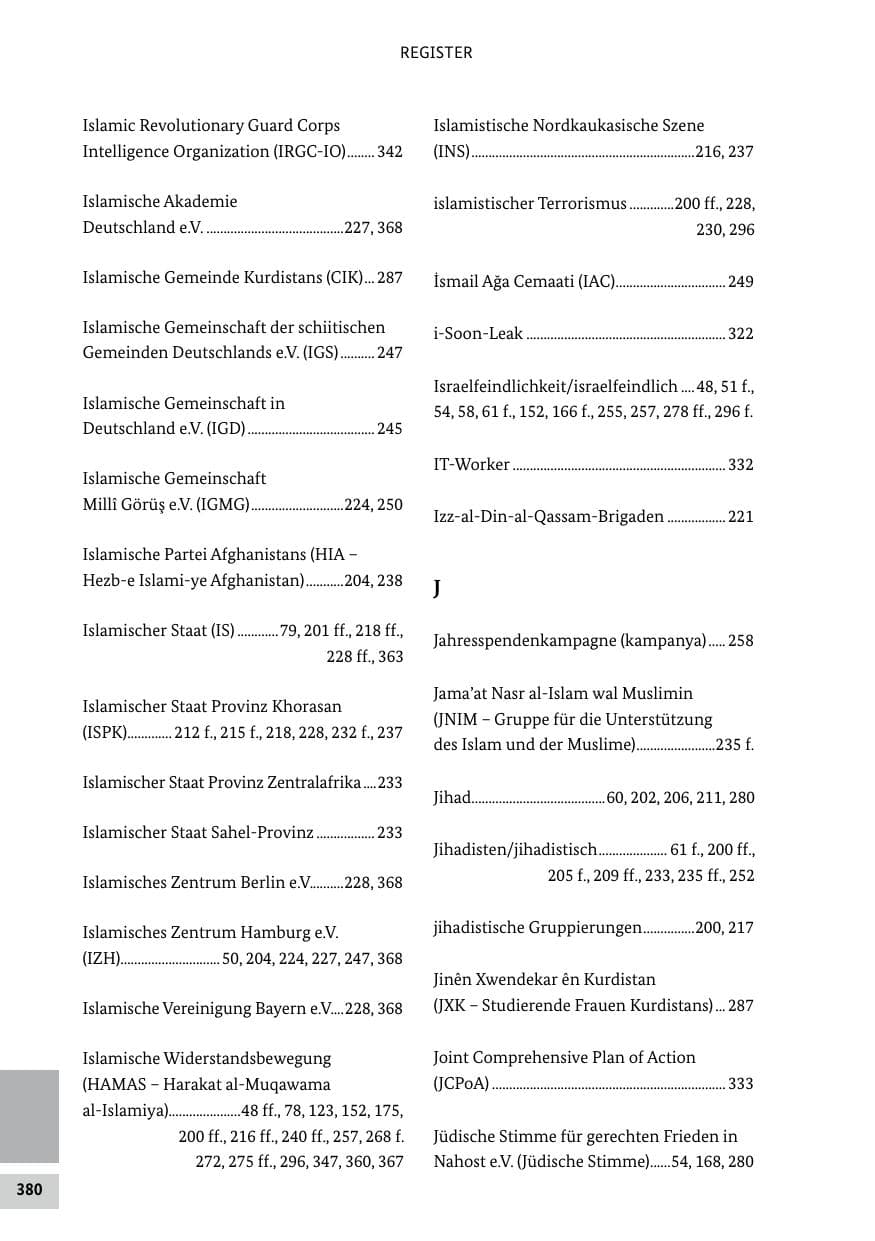 Seite 380 des Verfassungsschutzbericht 2024 Bund