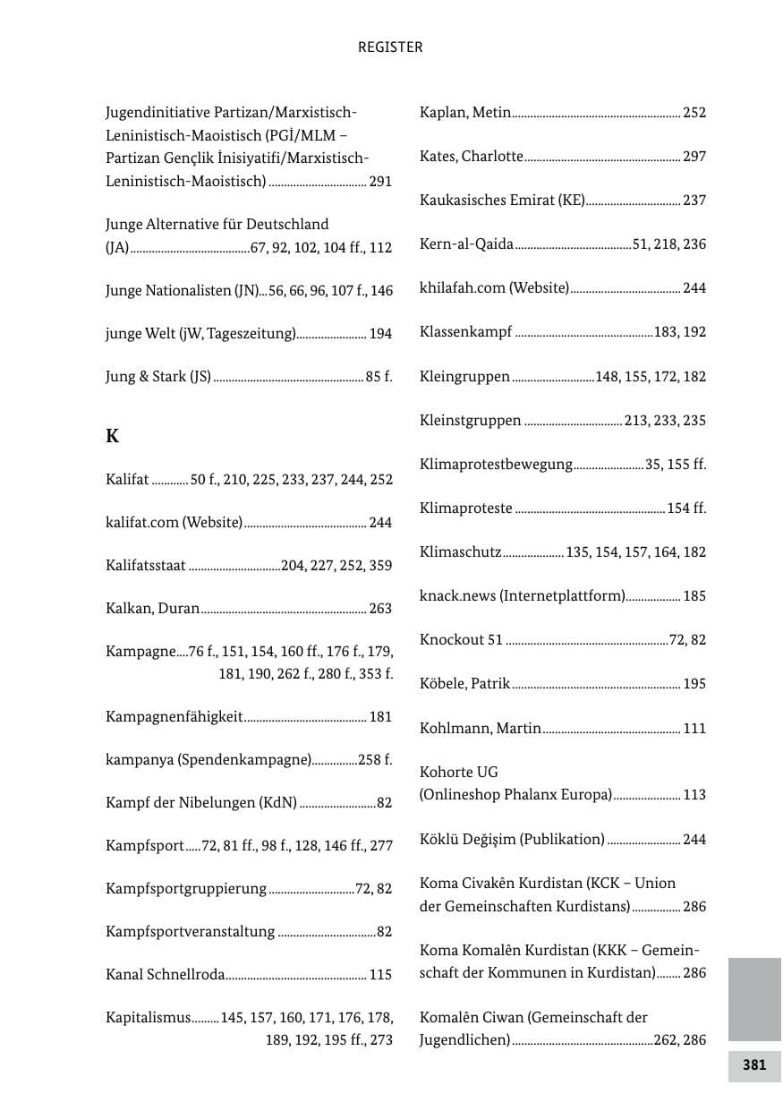 Seite 381 des Verfassungsschutzbericht 2024 Bund