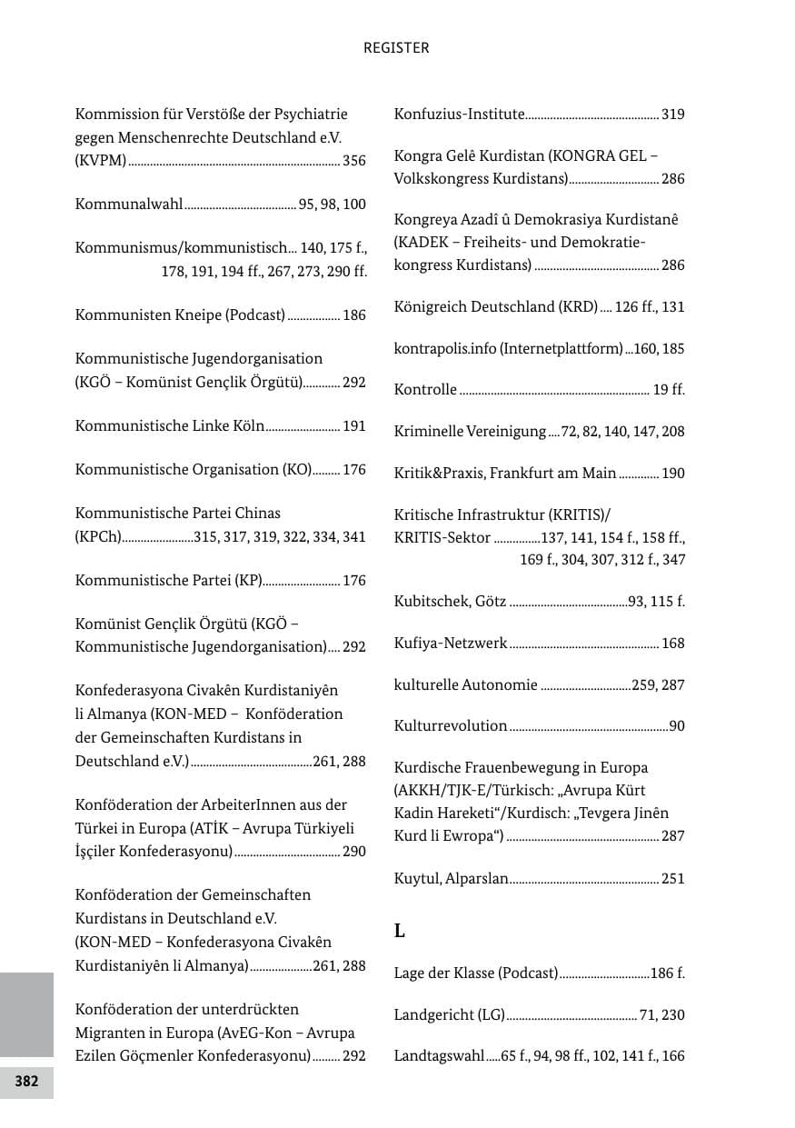 Seite 382 des Verfassungsschutzbericht 2024 Bund