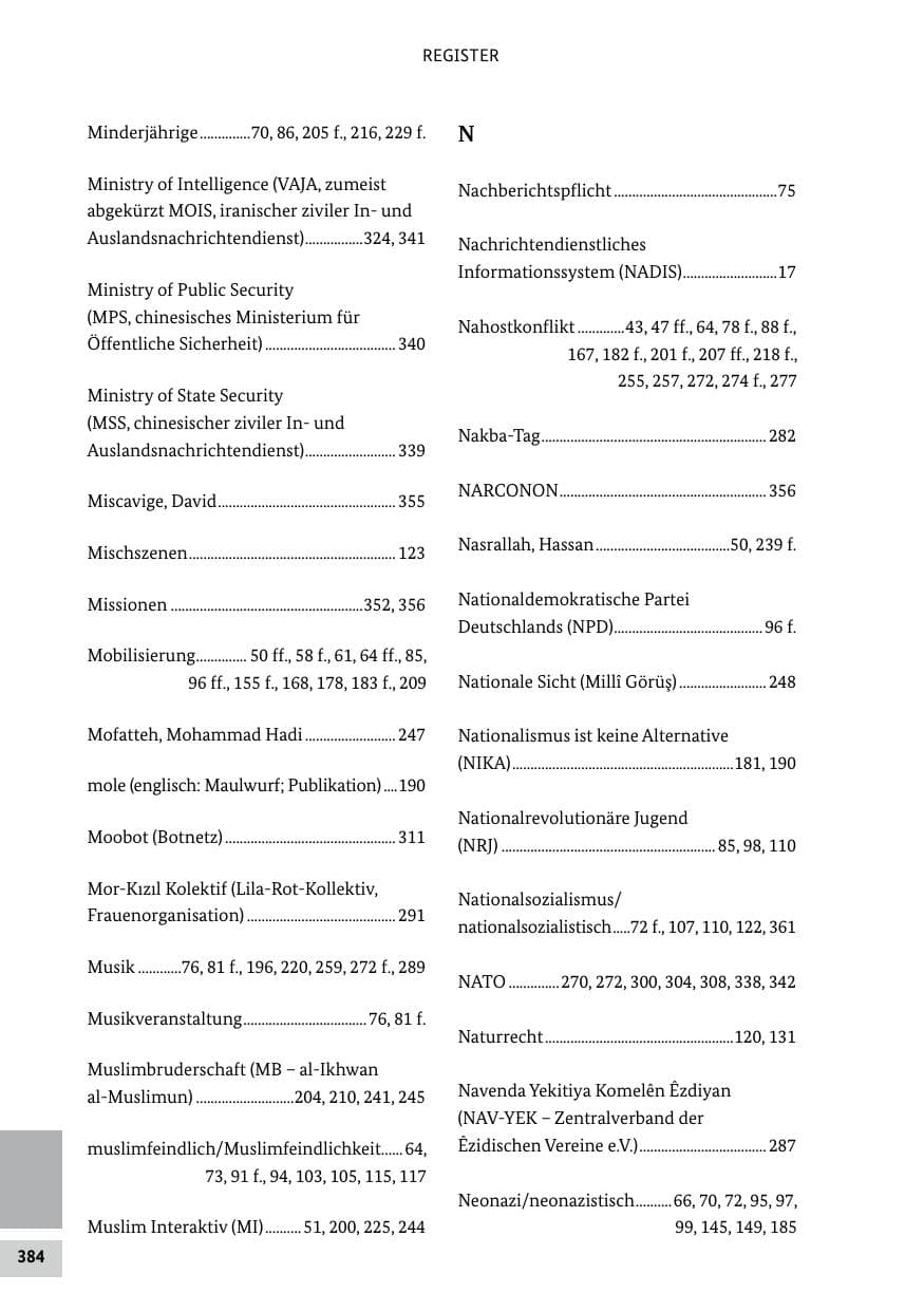 Seite 384 des Verfassungsschutzbericht 2024 Bund