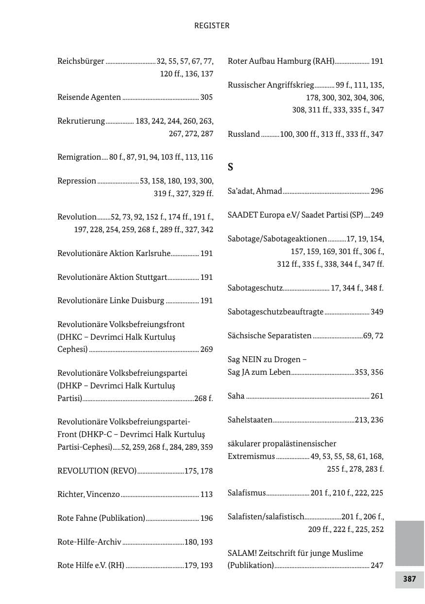 Seite 387 des Verfassungsschutzbericht 2024 Bund