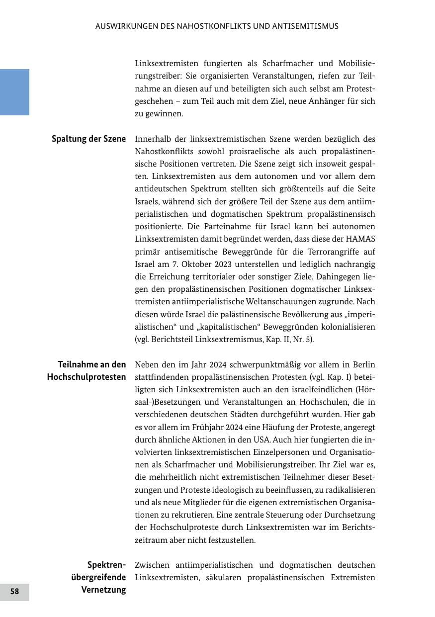 Seite 58 des Verfassungsschutzbericht 2024 Bund
