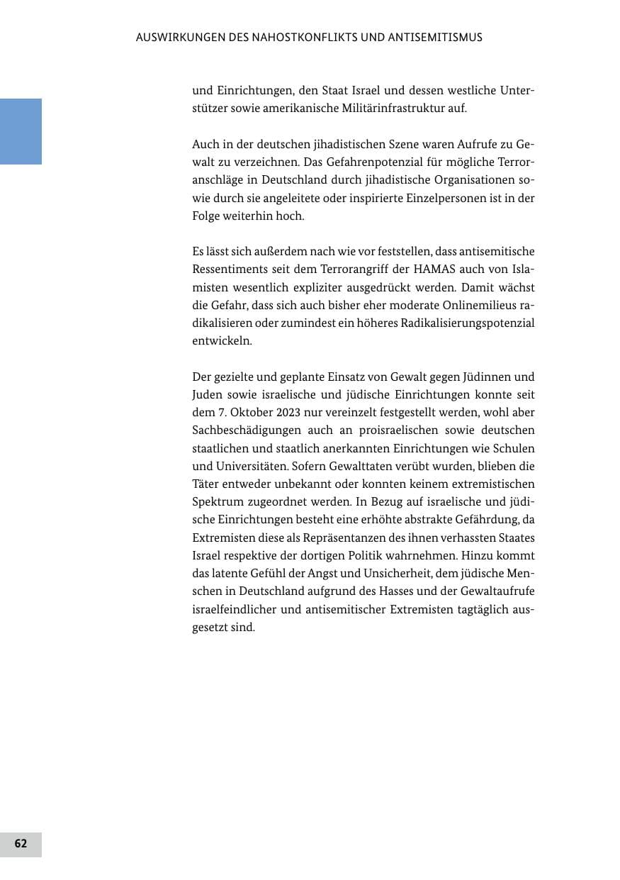 Seite 62 des Verfassungsschutzbericht 2024 Bund