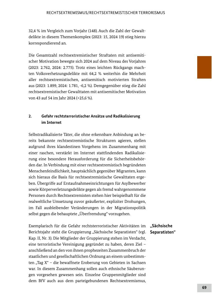 Seite 69 des Verfassungsschutzbericht 2024 Bund