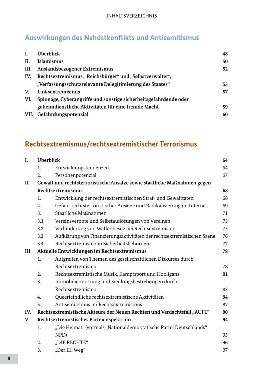 Seite 8 des Verfassungsschutzbericht 2024 Bund