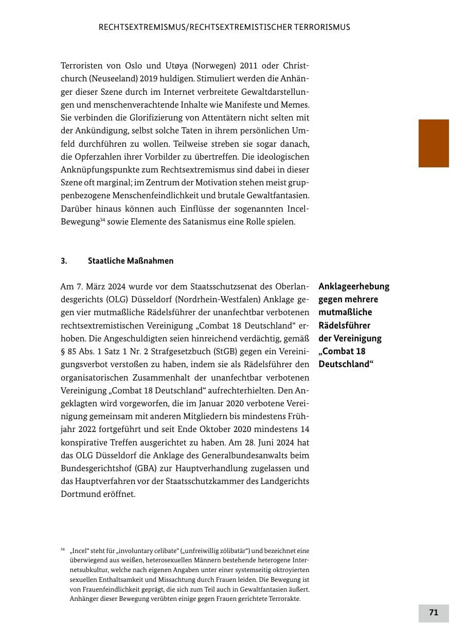 Seite 71 des Verfassungsschutzbericht 2024 Bund