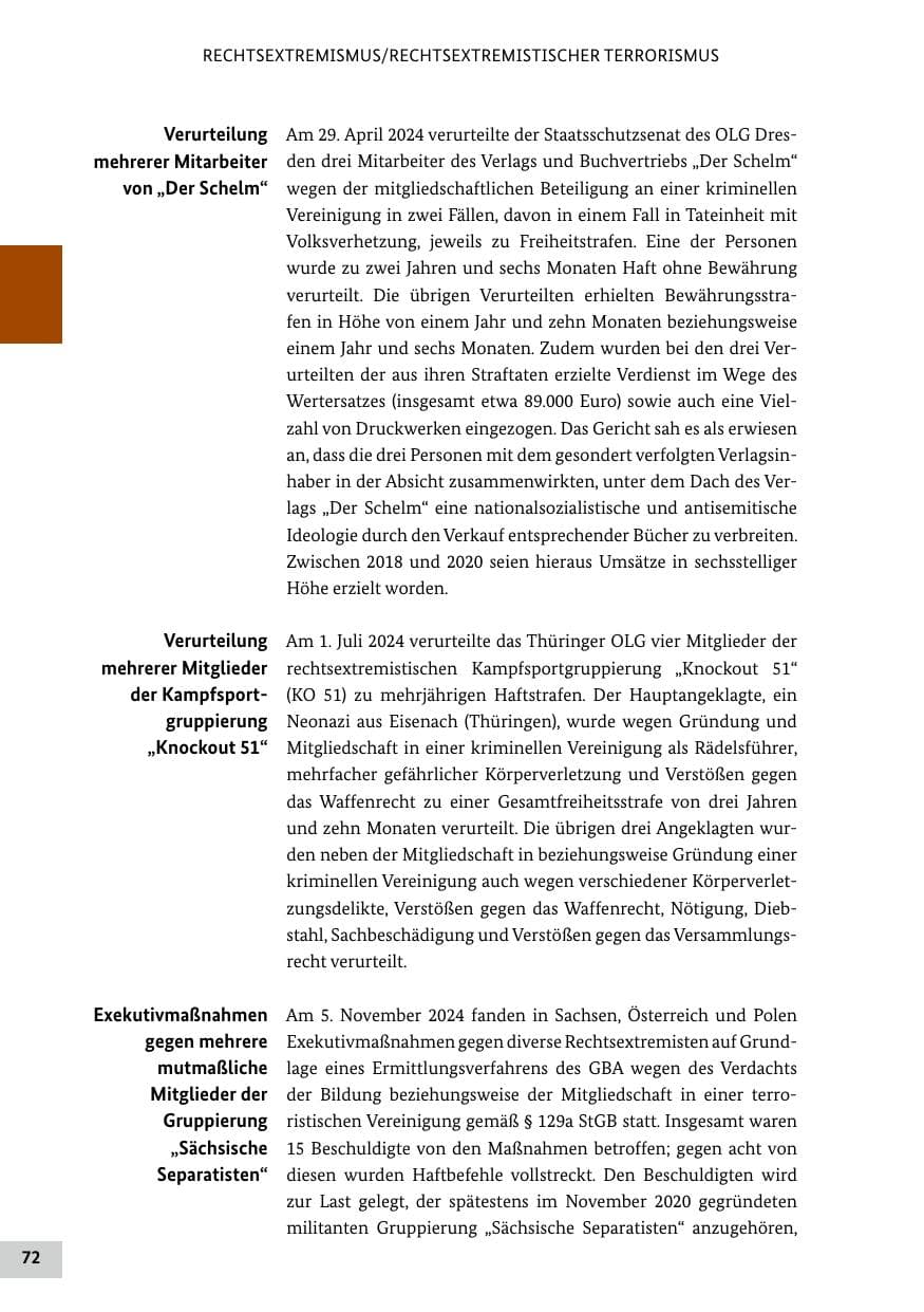 Seite 72 des Verfassungsschutzbericht 2024 Bund