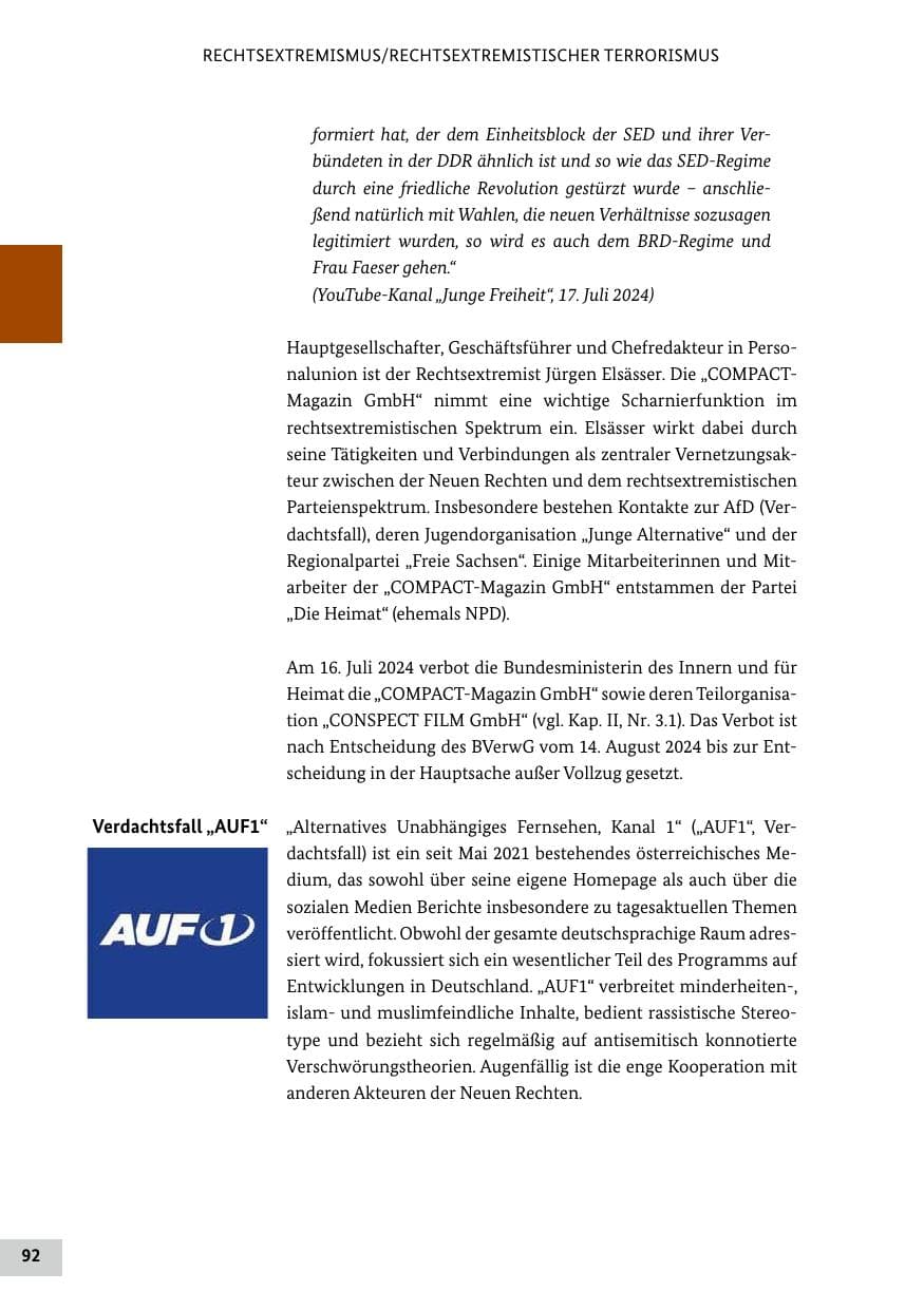 Seite 92 des Verfassungsschutzbericht 2024 Bund