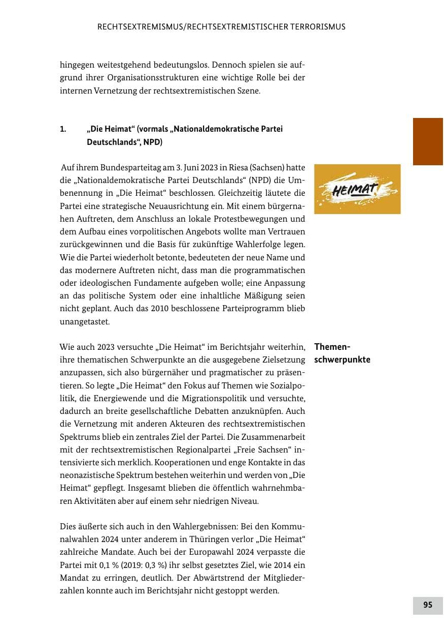 Seite 95 des Verfassungsschutzbericht 2024 Bund