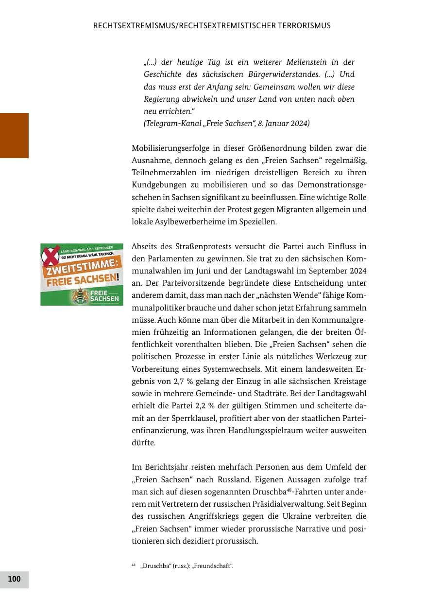 Seite 100 des Verfassungsschutzbericht 2024 Bund