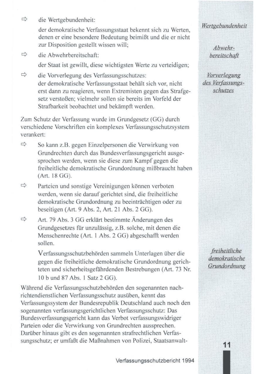 Seite 12 des Verfassungsschutzbericht 1994 Brandenburg