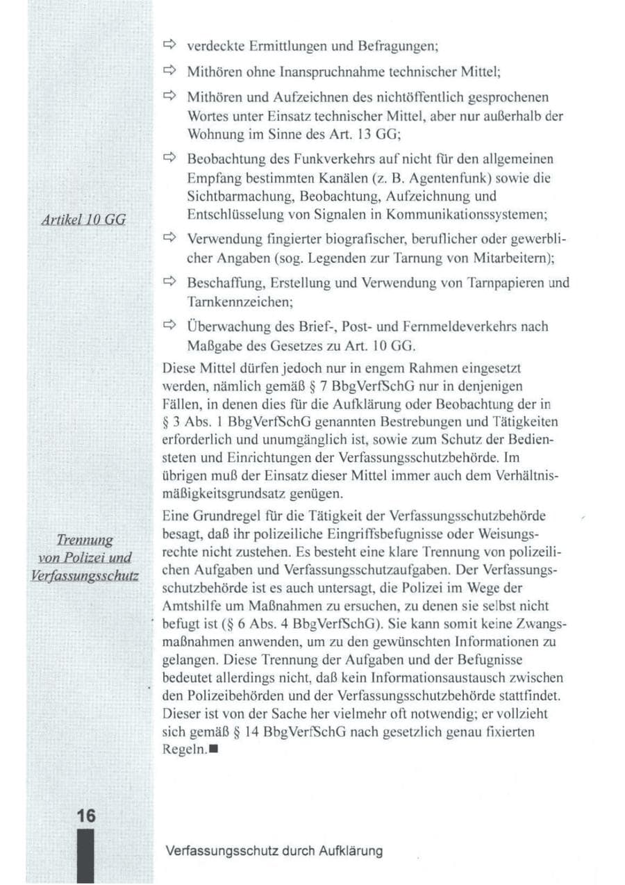 Seite 17 des Verfassungsschutzbericht 1994 Brandenburg