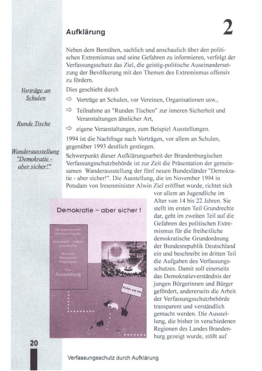 Seite 21 des Verfassungsschutzbericht 1994 Brandenburg