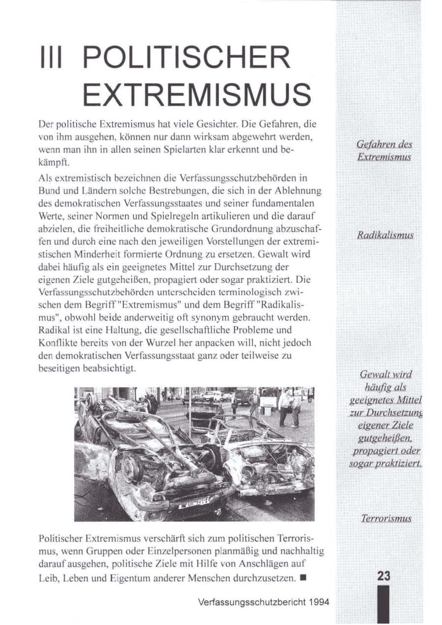 Seite 24 des Verfassungsschutzbericht 1994 Brandenburg