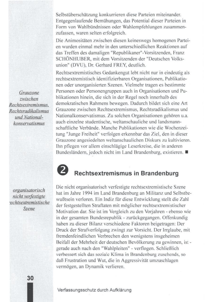 Seite 31 des Verfassungsschutzbericht 1994 Brandenburg