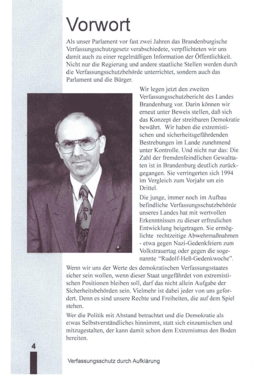 Seite 5 des Verfassungsschutzbericht 1994 Brandenburg