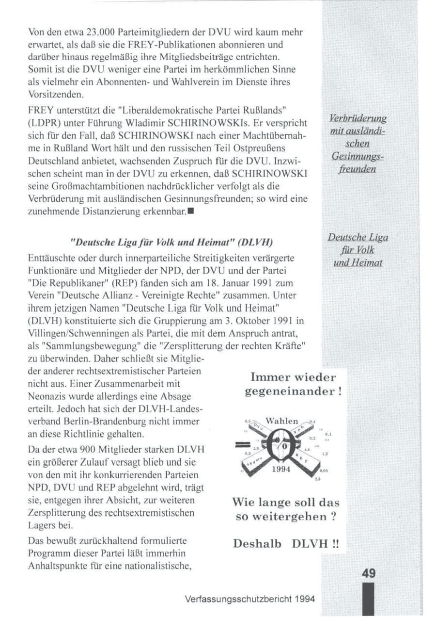 Seite 50 des Verfassungsschutzbericht 1994 Brandenburg