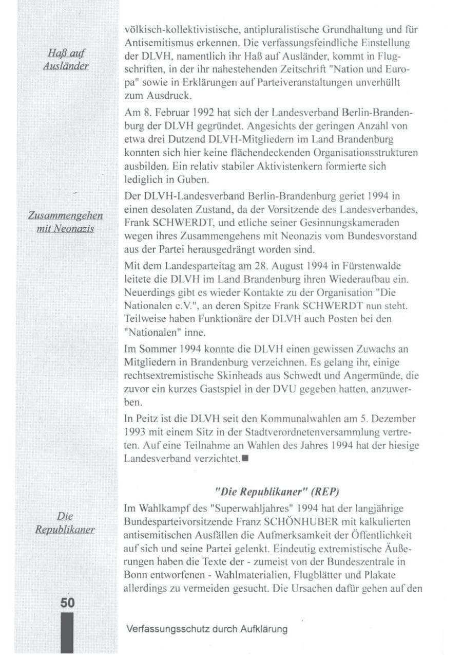 Seite 51 des Verfassungsschutzbericht 1994 Brandenburg