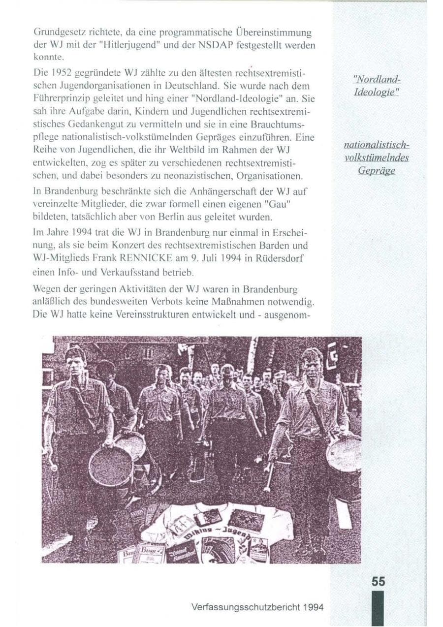 Seite 56 des Verfassungsschutzbericht 1994 Brandenburg