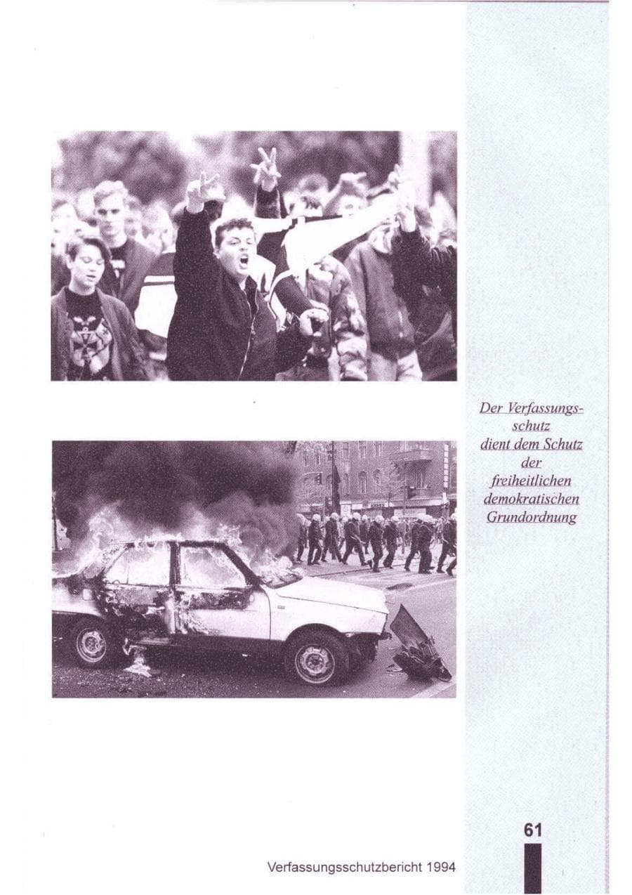 Seite 62 des Verfassungsschutzbericht 1994 Brandenburg