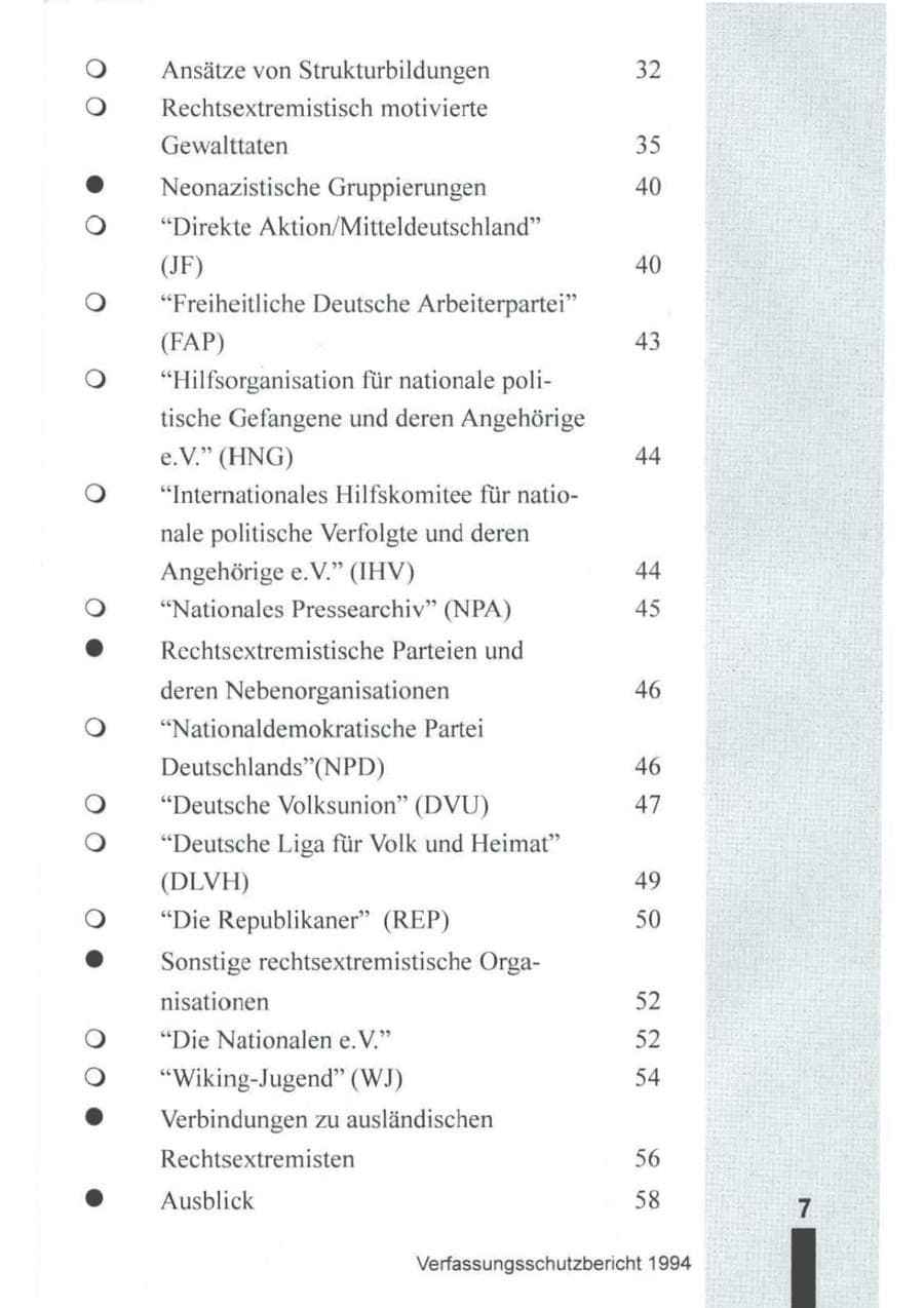 Seite 8 des Verfassungsschutzbericht 1994 Brandenburg