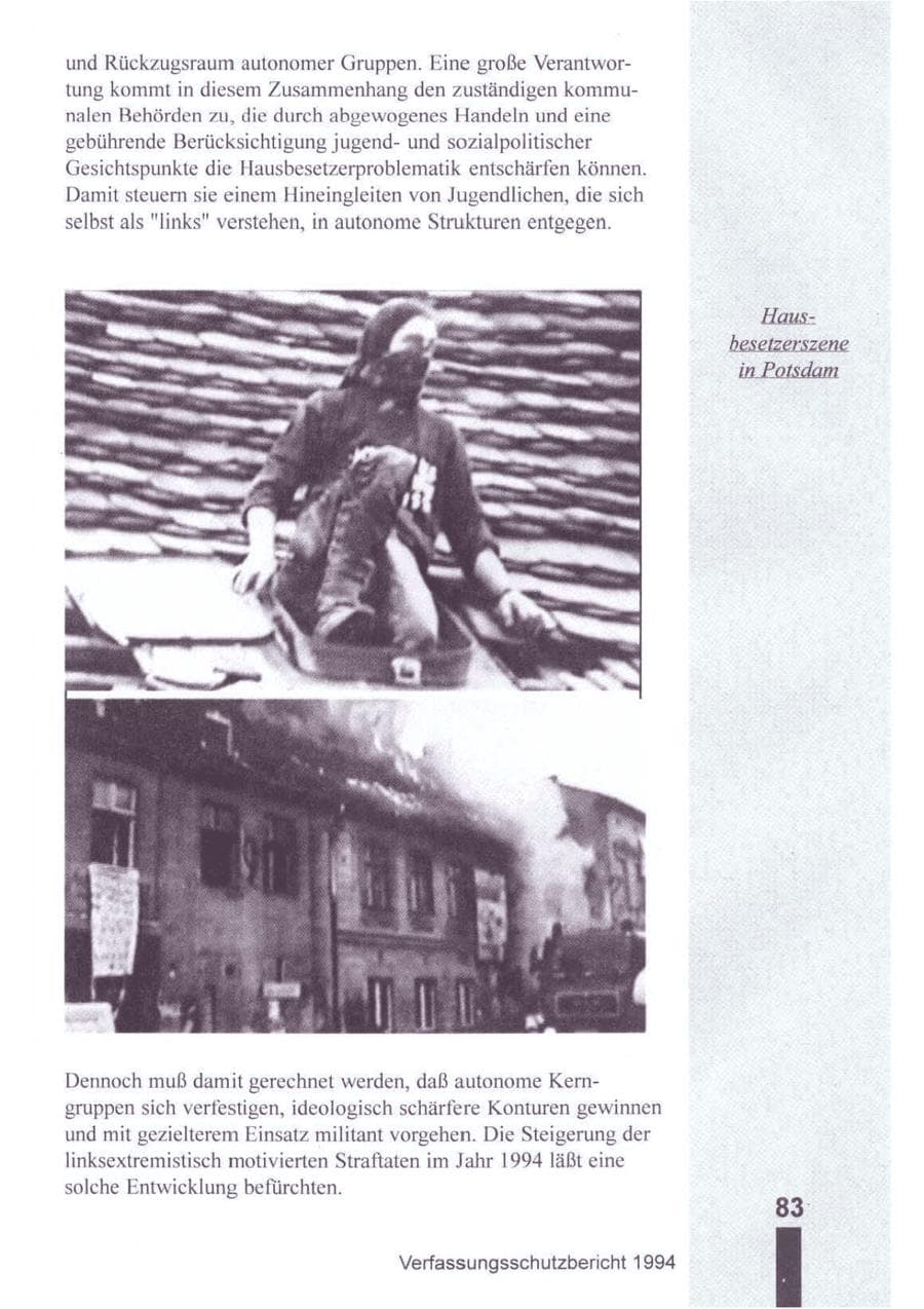 Seite 84 des Verfassungsschutzbericht 1994 Brandenburg
