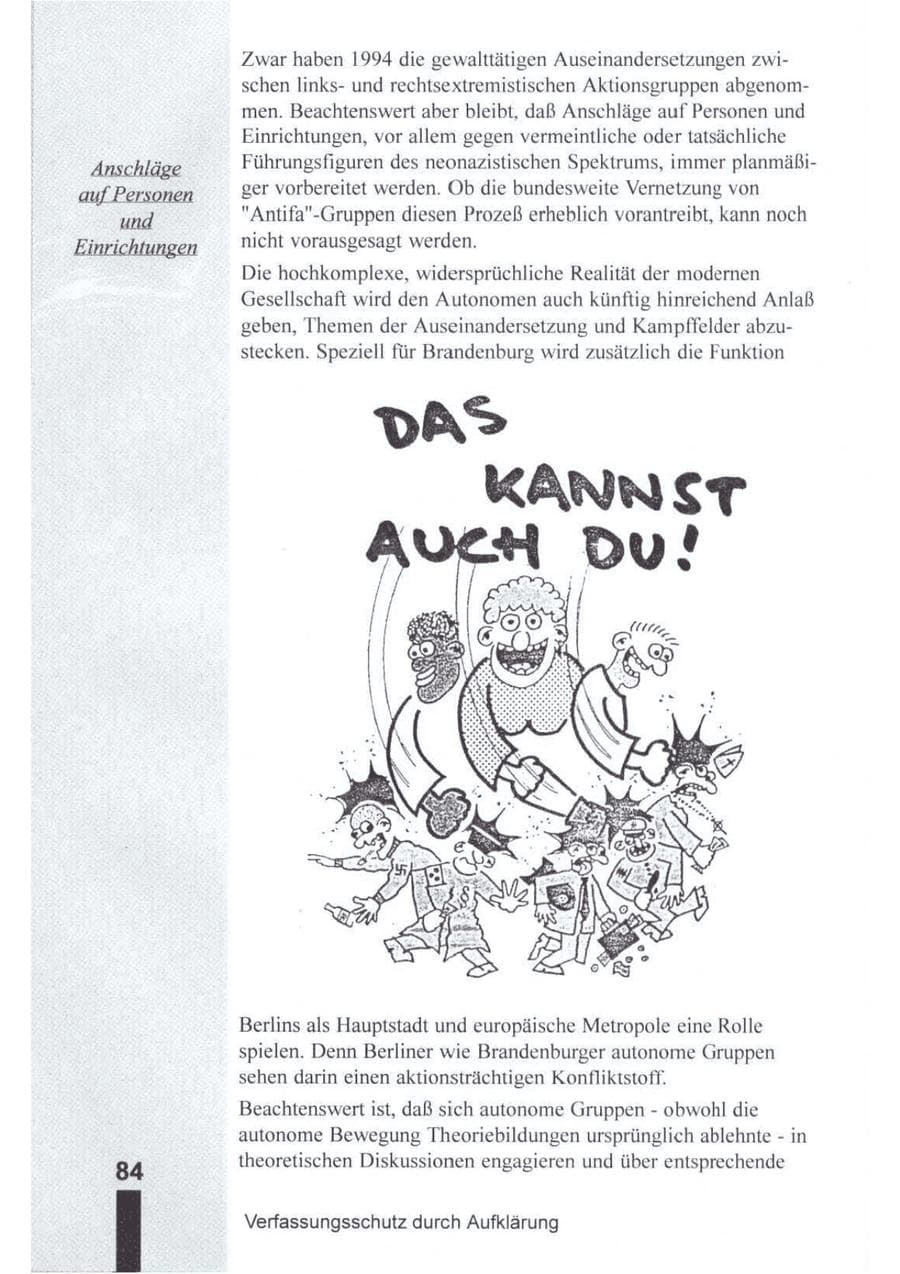 Seite 85 des Verfassungsschutzbericht 1994 Brandenburg