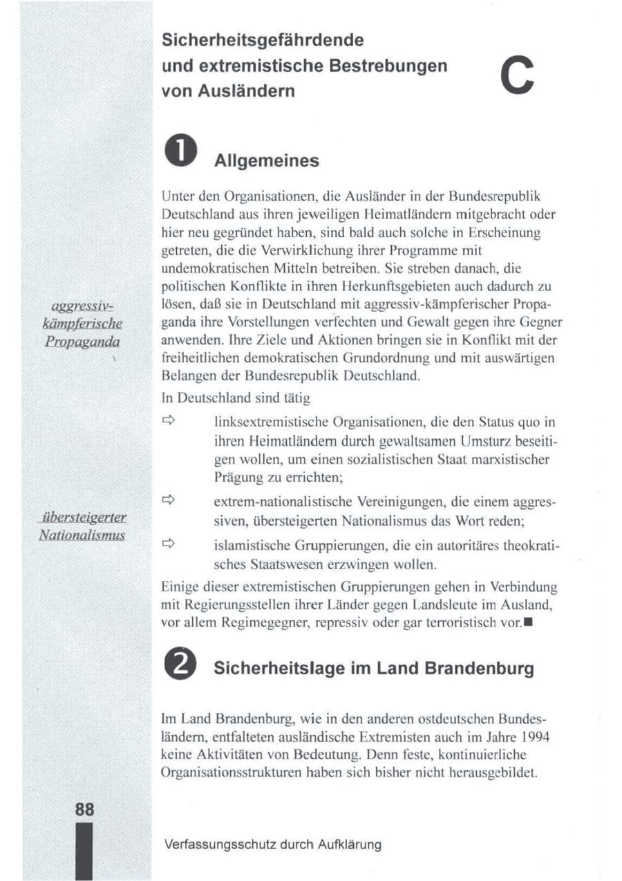 Seite 89 des Verfassungsschutzbericht 1994 Brandenburg