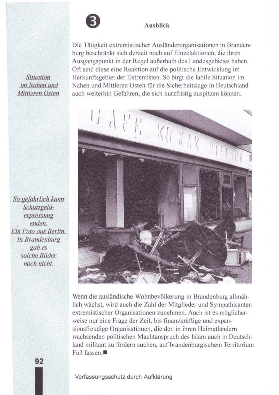 Seite 93 des Verfassungsschutzbericht 1994 Brandenburg