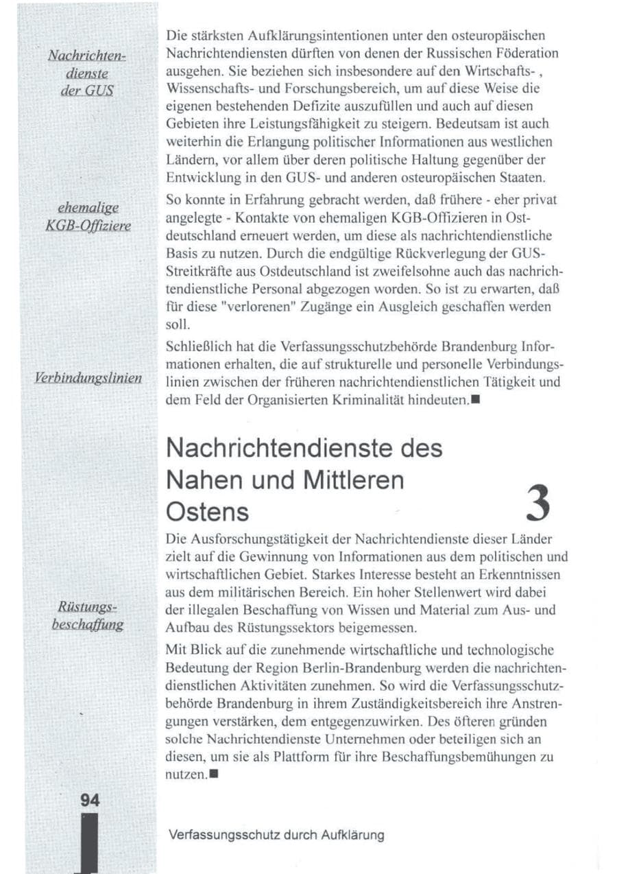 Seite 95 des Verfassungsschutzbericht 1994 Brandenburg