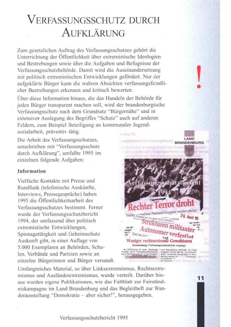 Seite 14 des Verfassungsschutzbericht 1995 Brandenburg