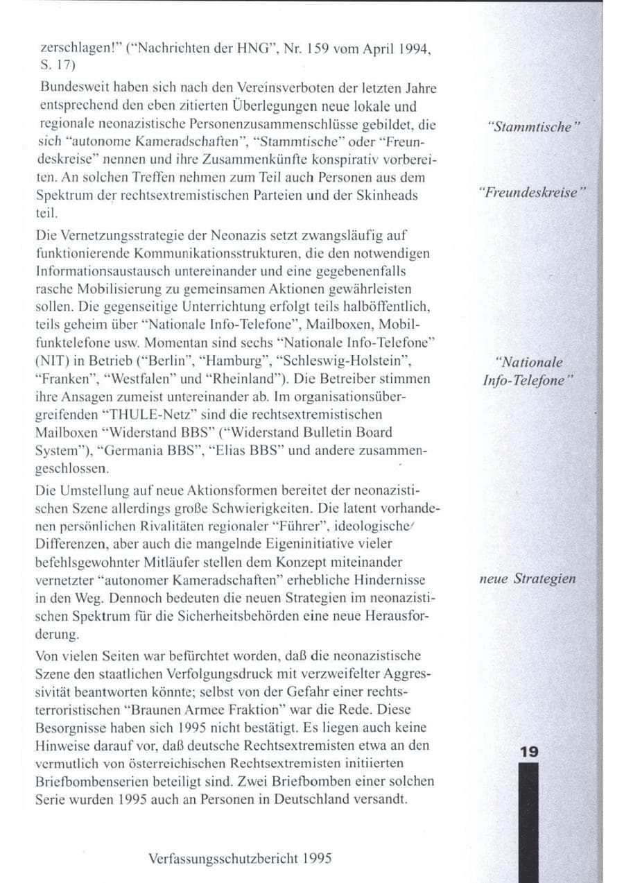 Seite 21 des Verfassungsschutzbericht 1995 Brandenburg