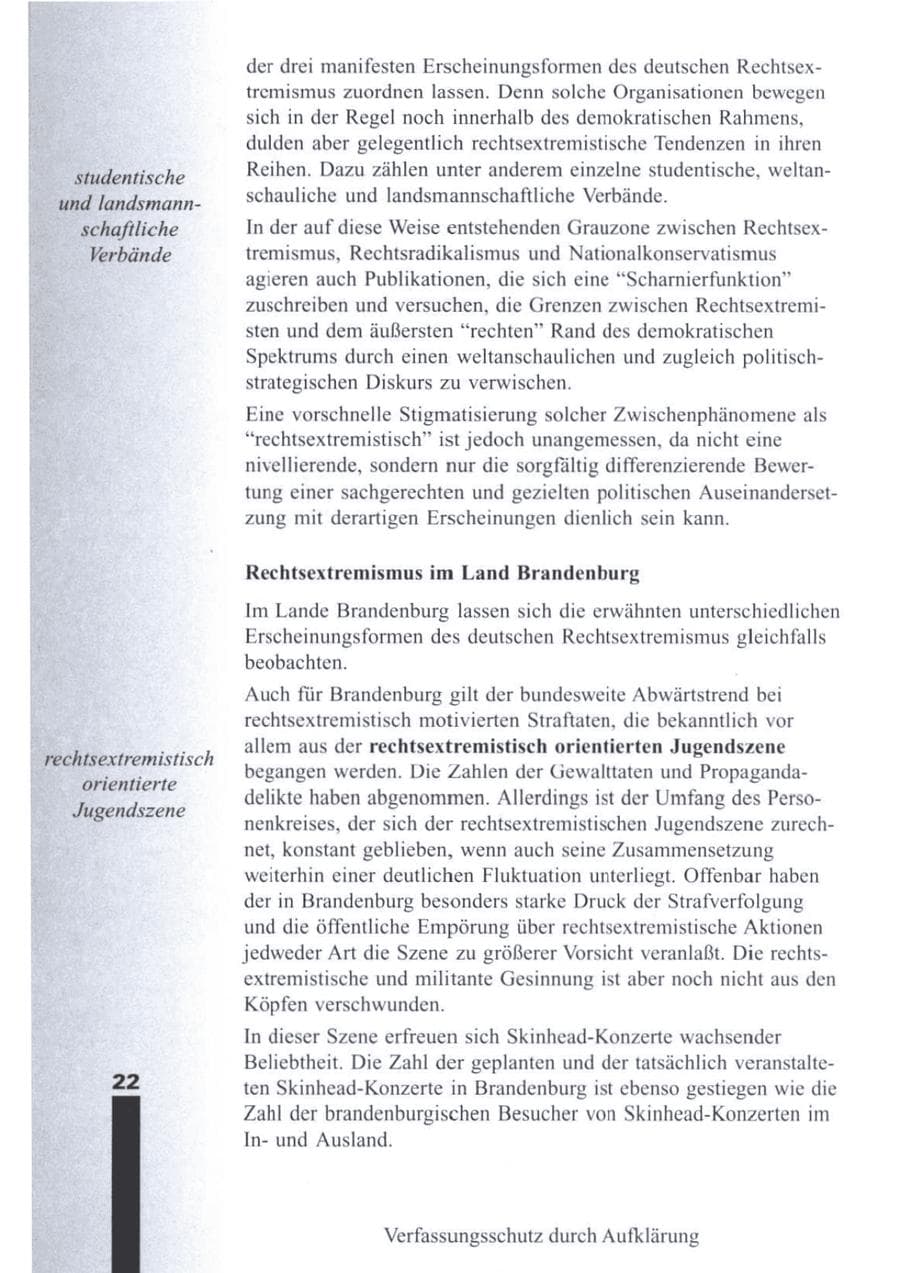 Seite 24 des Verfassungsschutzbericht 1995 Brandenburg