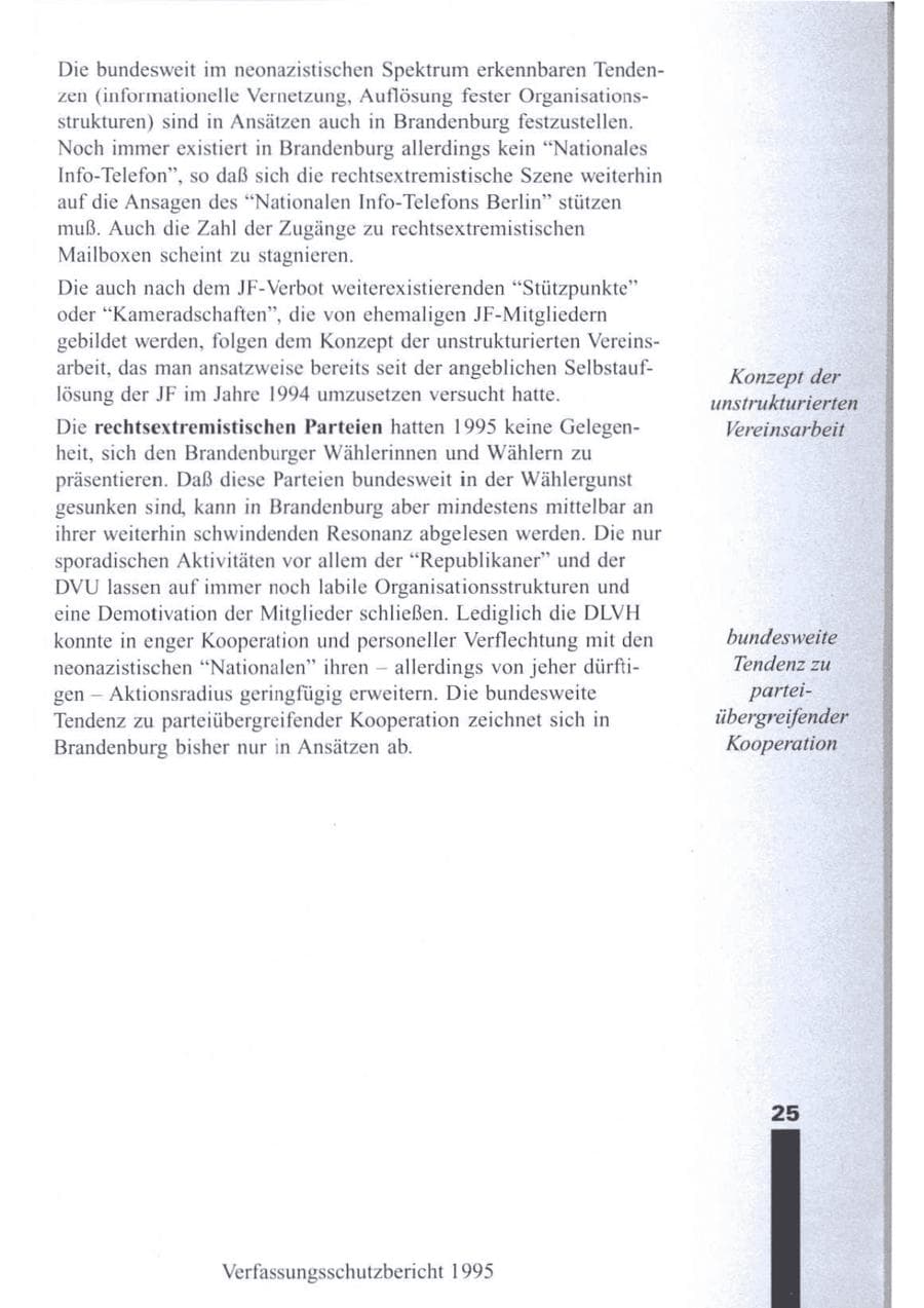 Seite 27 des Verfassungsschutzbericht 1995 Brandenburg