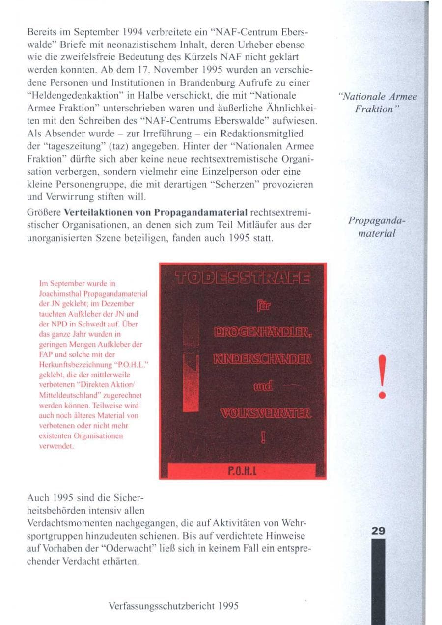Seite 31 des Verfassungsschutzbericht 1995 Brandenburg