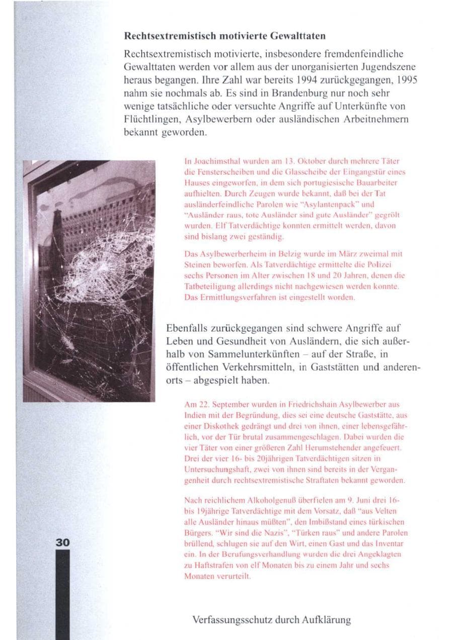 Seite 32 des Verfassungsschutzbericht 1995 Brandenburg