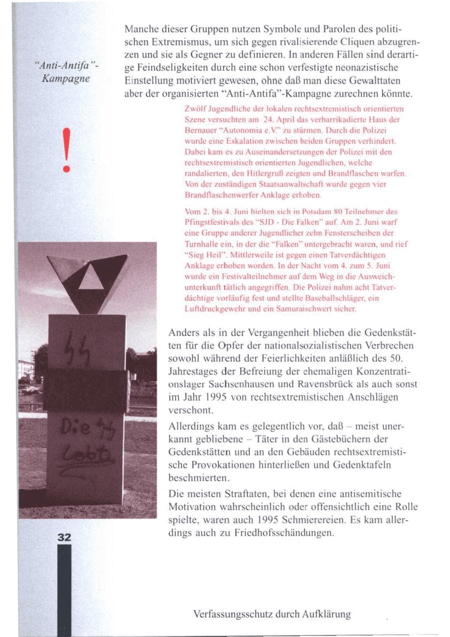 Seite 34 des Verfassungsschutzbericht 1995 Brandenburg