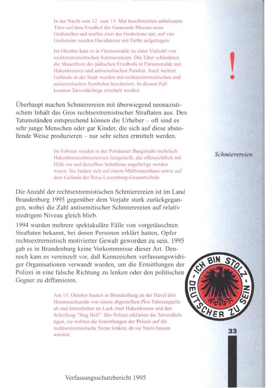 Seite 35 des Verfassungsschutzbericht 1995 Brandenburg