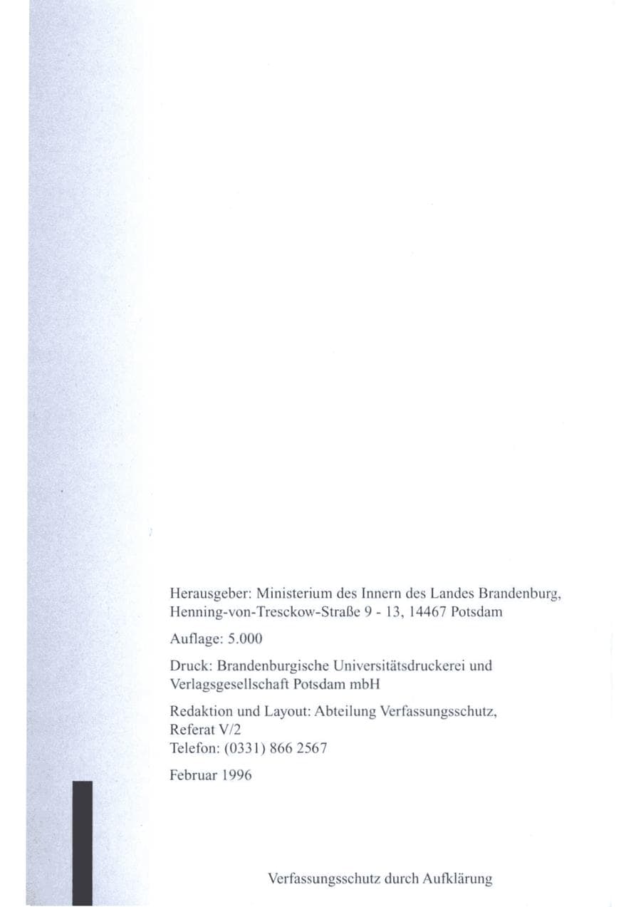 Seite 5 des Verfassungsschutzbericht 1995 Brandenburg
