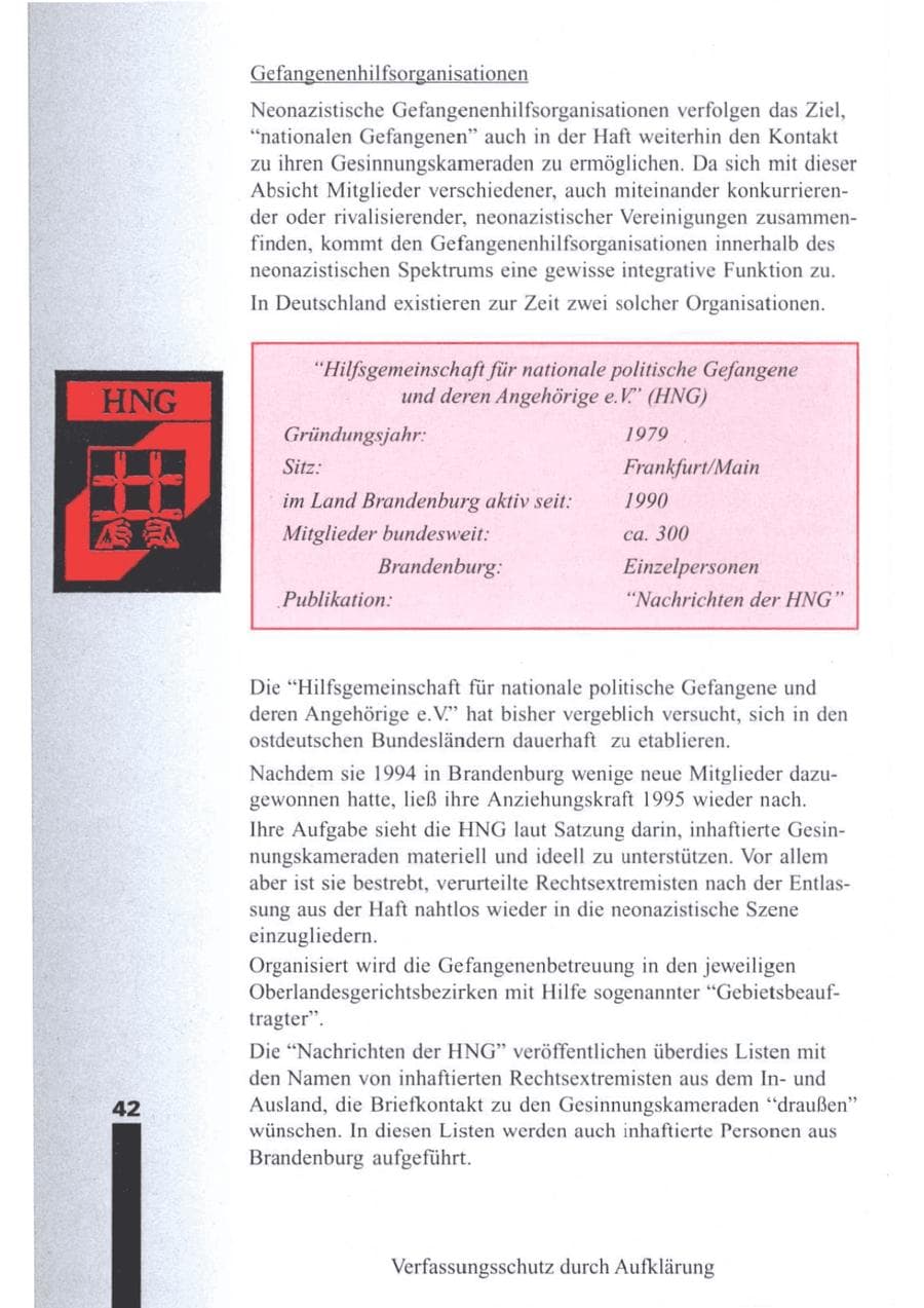 Seite 44 des Verfassungsschutzbericht 1995 Brandenburg