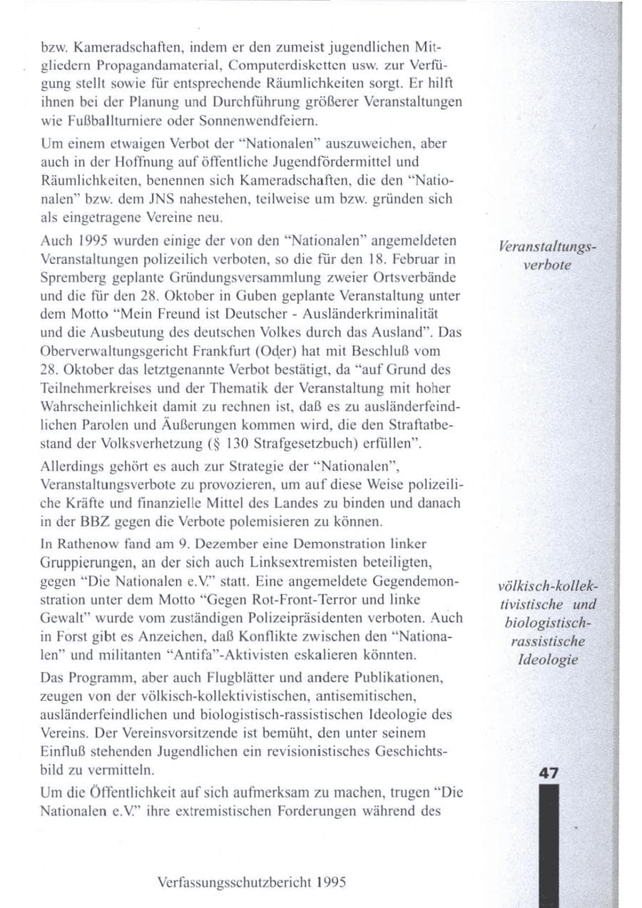 Seite 49 des Verfassungsschutzbericht 1995 Brandenburg