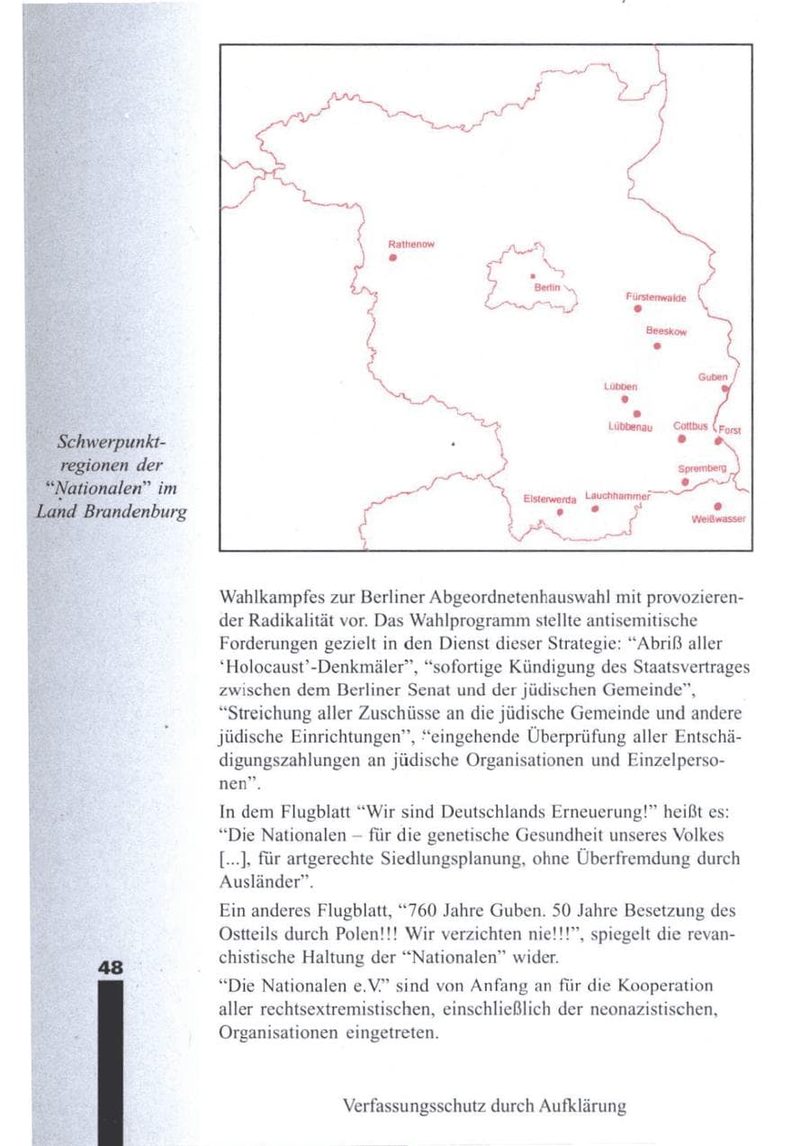 Seite 50 des Verfassungsschutzbericht 1995 Brandenburg