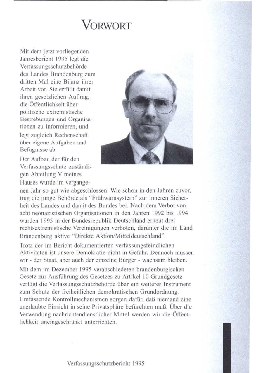 Seite 6 des Verfassungsschutzbericht 1995 Brandenburg