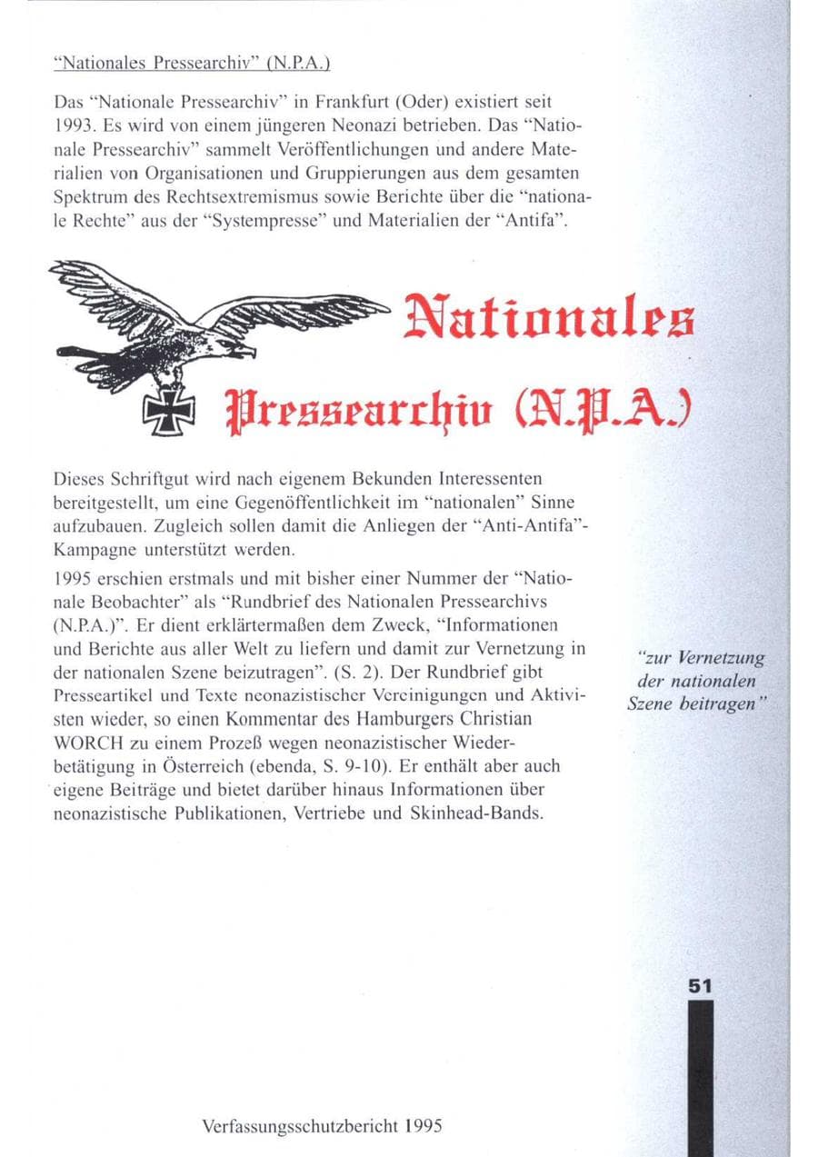 Seite 53 des Verfassungsschutzbericht 1995 Brandenburg