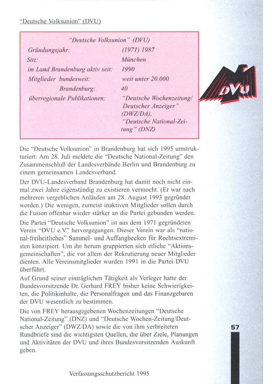 Seite 59 des Verfassungsschutzbericht 1995 Brandenburg