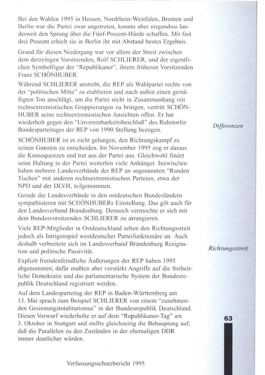 Seite 65 des Verfassungsschutzbericht 1995 Brandenburg